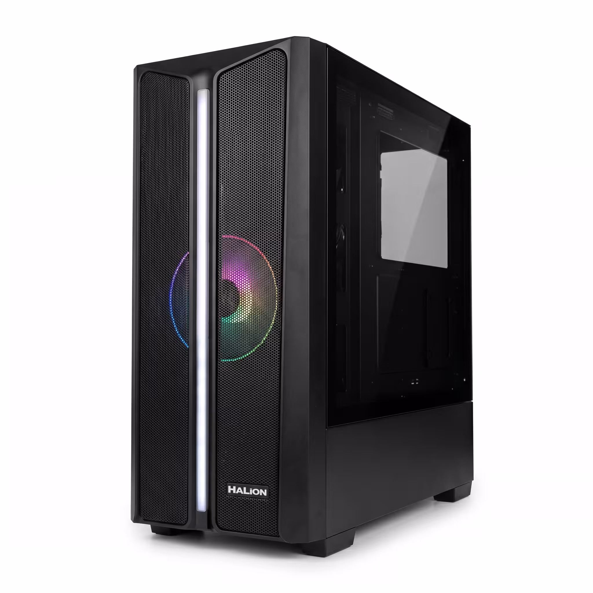 CASE HALION ATX BULL 5516 NEGRO | FUENTE 350W REALES 24 PINES | COOLER FAN 120mm x1 | TIRA LED