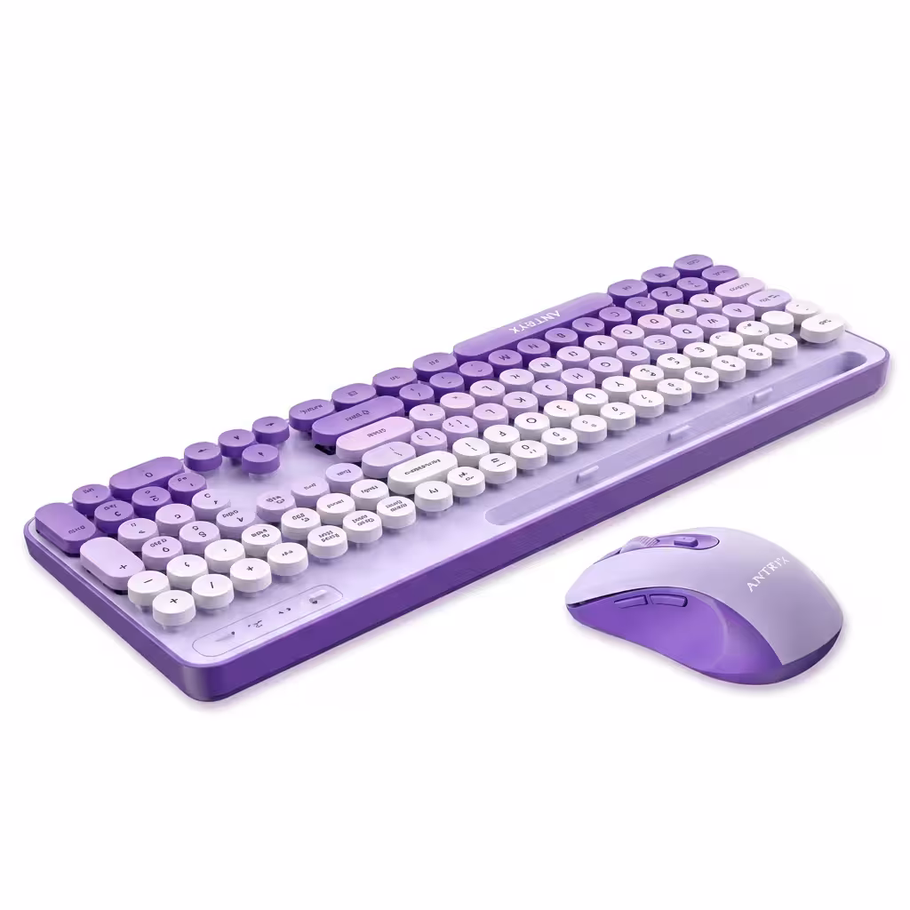 KIT WIRELESS TECLADO + MOUSE ANTRYX WS-970 PURPURA | HOLDER SLOT (ASC-WS970PE)