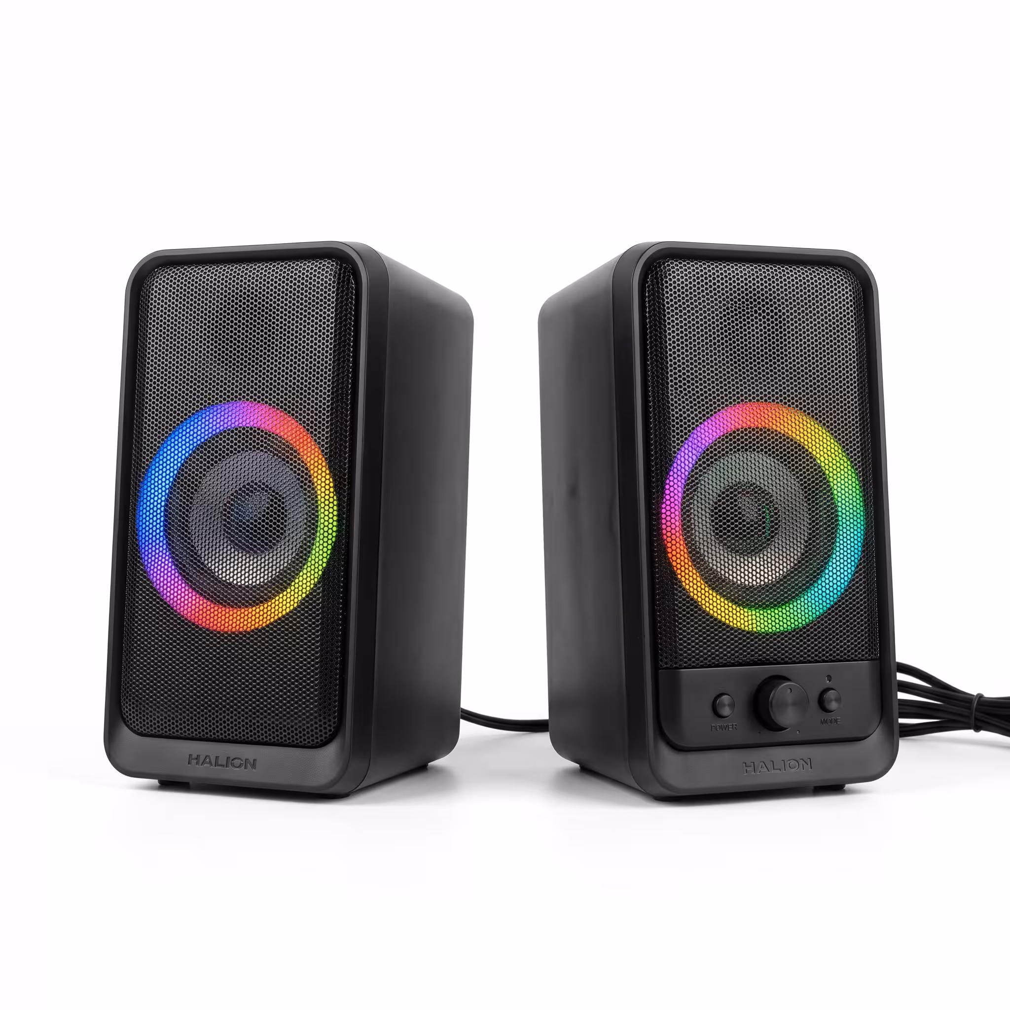 PARLANTE HALION HA-S260 GAMER 2.0 RGB LED RAINBOW 6W 2x2 ALIEMENTADOR USB