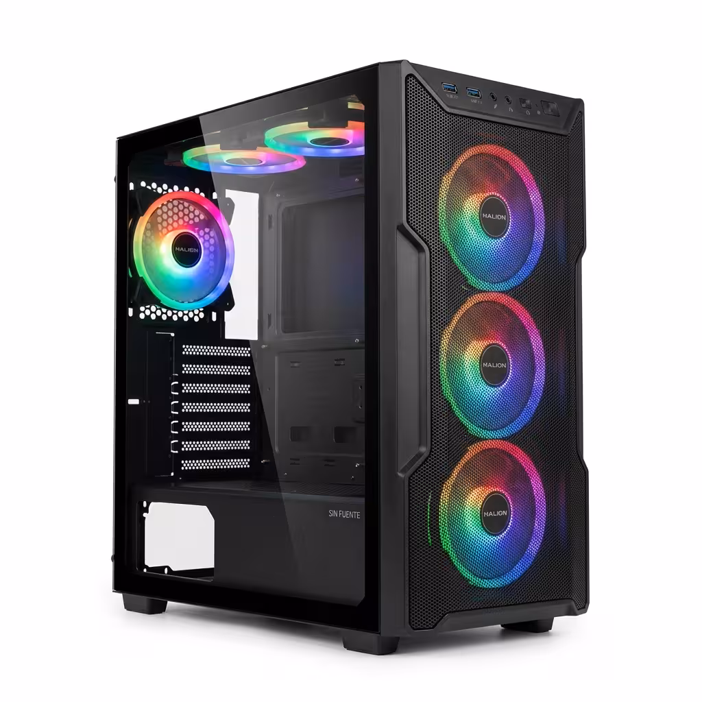 CASE ATX GAMER HALION TRITON C02 MALLA | COOLER FAN 4X ARGB |  SIN FUENTE | PANEL LATERAL DE VIDRIO TEMPLADO