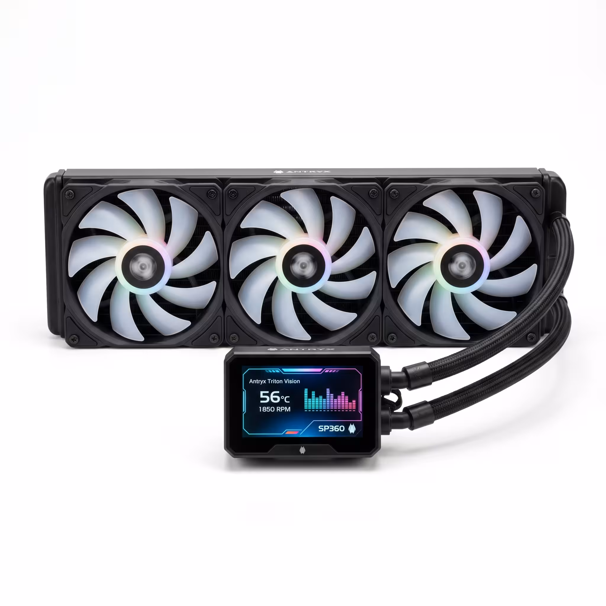 SISTEMA DE ENFRIAMIENTO LIQUIDO ANTRYX TRITON VISION SP360 | LCD 5" PERSONALIZABLE | ARGB | 3 FAN 12CM | (AWC-TVSP360K)