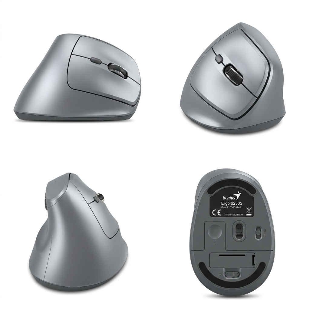 MOUSE GENIUS ERGO 8250S WIRELESS VERTICAL 6-BOT SILVER GREY (31030031401)