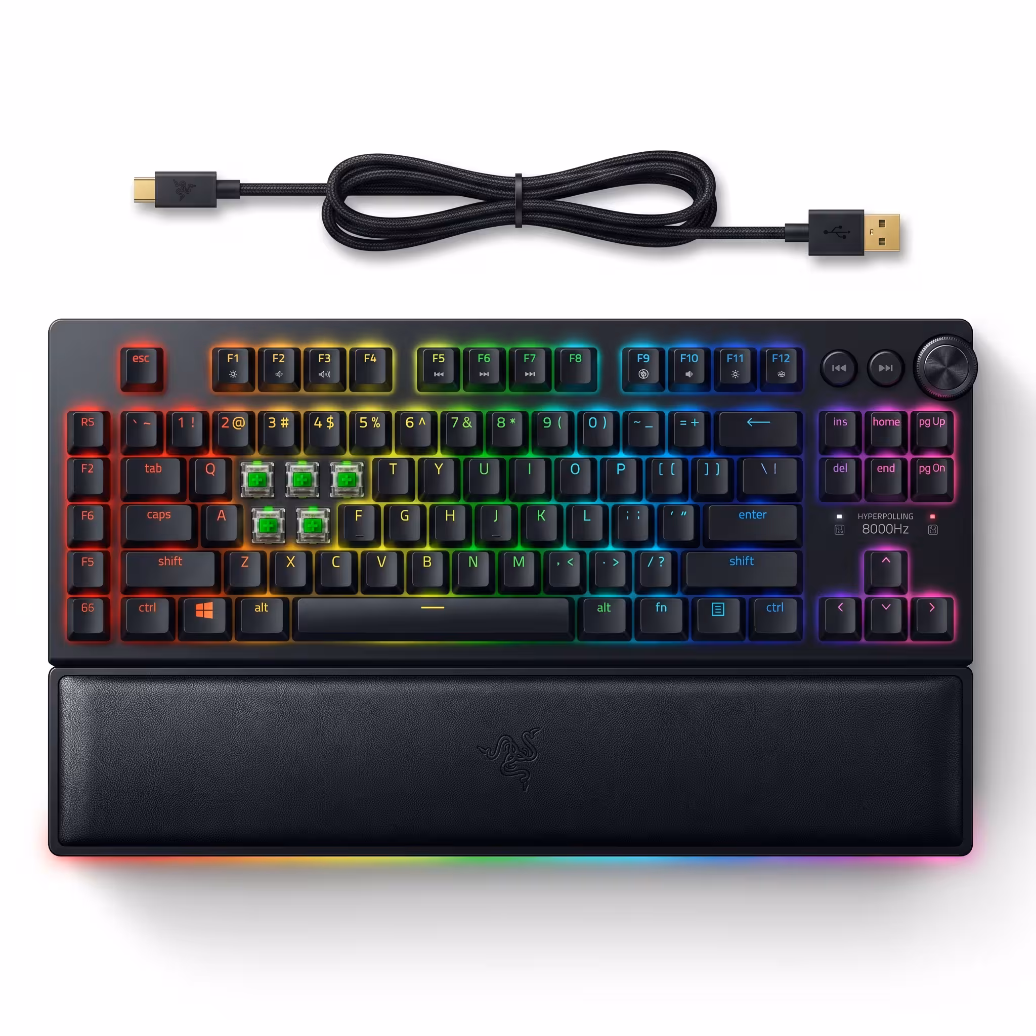TECLADO RAZER BLACKWIDOW V4 MECHANICAL USB-C SWITCH GREEN HYPERPOLLING 8,000HZ US 2 ZONAS CHROMA BLACK (RZ03-04690200-R3U1)