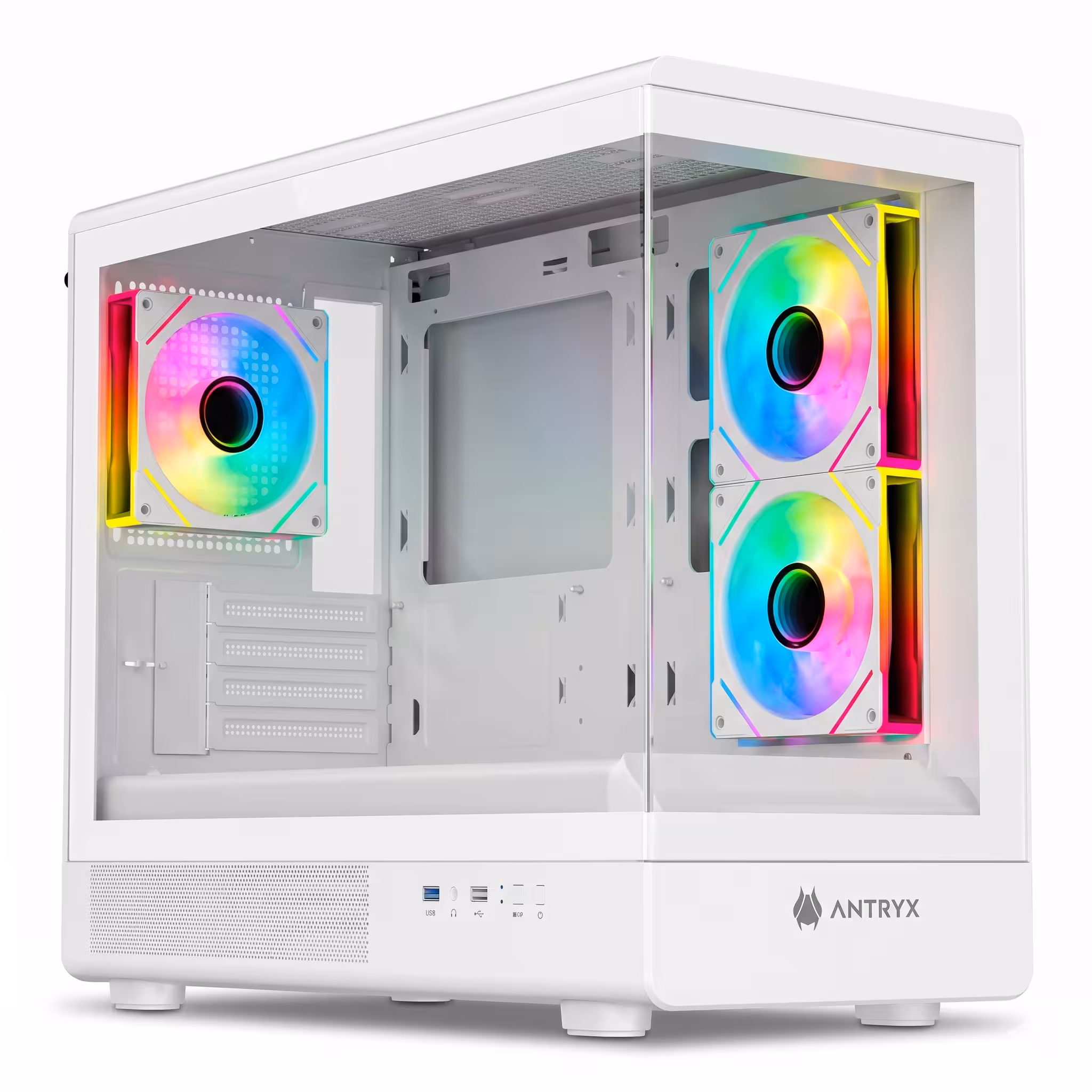 CASE ANTRYX MINI-TOWER FX-630M BLANCO | FAN COOLER 12CM X 3 ARGB | VIDRIO TEMPLADO FRONTA Y LATERAL