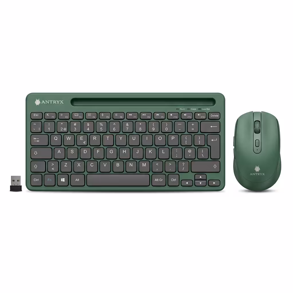 KIT WIRELESS TECLADO + MOUSE ANTRYX WS-970 VERDE | HOLDER SLOT (ASC-WS970GN)